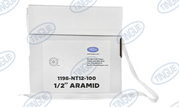 shop.tingue.com 01.07T 1/2" NOMEX GUIDE TAPE 100 YARD ROLL- FULL CASE OF 24