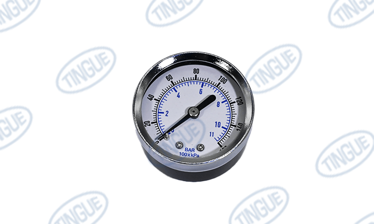 shop.tingue.com T-11 GAUGE PRESSURE 1/4" NPT 2" DIA 160 PSI BLACK STEEL CASE