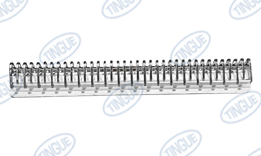 shop.tingue.com 02.02T UCM36 UNIBAR HOOK, STAINLESS STEEL FOR 4" WIDE BELTS (100 CARDS/BOX) PINS NOT INCLUDED *MUST ORDER MIN 3 BOXES*