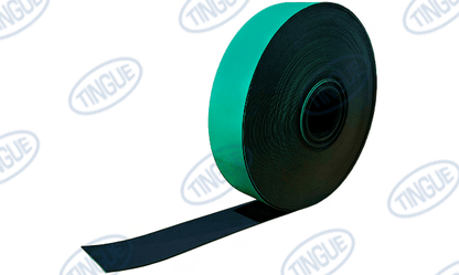 shop.tingue.com 02.01T BLACK/GREEN SMOOTH RUBBER BELT C/L - 1-7/8" WIDE CUT BELT x CUSTOM LENGTH