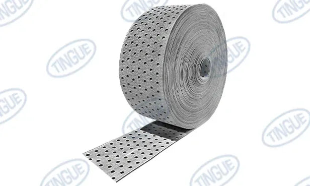 shop.tingue.com 02.51T GREY PERFORATED FELT TOP BELTING 4-1/2" (110MM) WIDE - 330FT ROLL