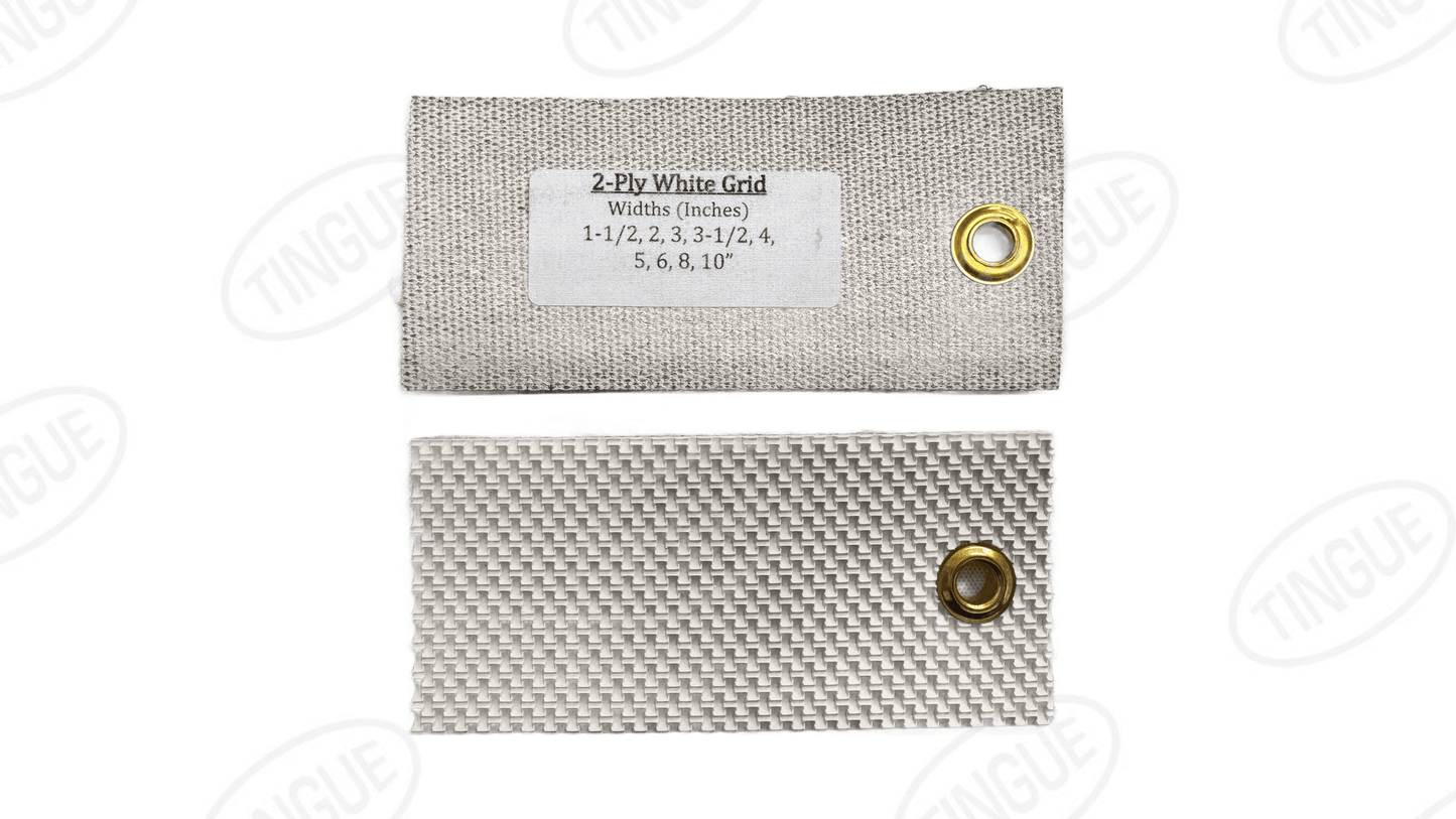 1054-2WG112-CUT - 2-PLY WHITE GRID BELT - C/L 1-1/2" WIDE CUT BELT X CUSTOM LENGTH