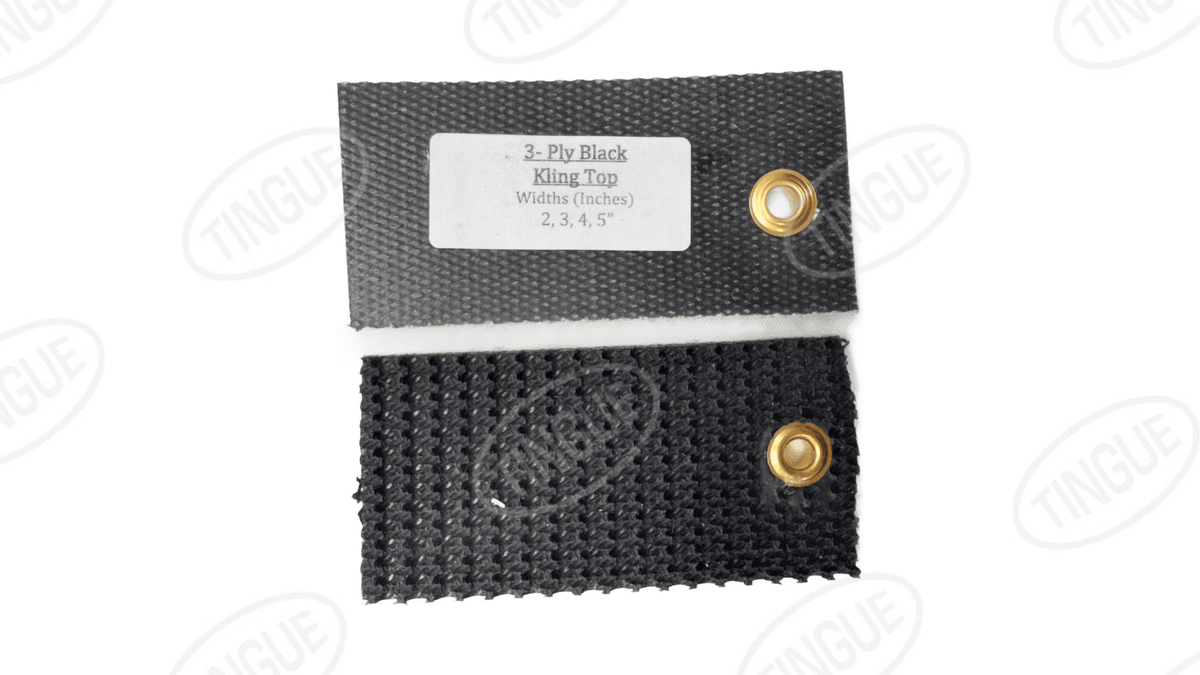 1054-3BKKT300-123-AL - 3-PLY BLACK KLING TOP BELT - 3" WIDE X 123" W/ALLIGATOR LACING