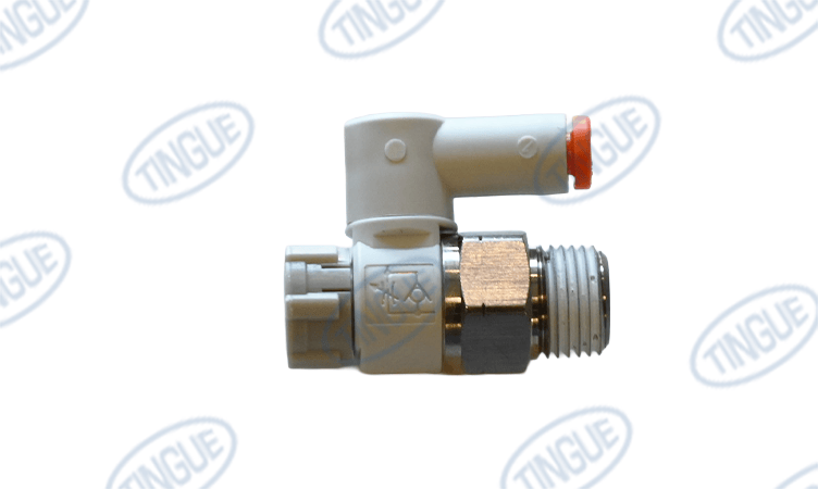 shop.tingue.com T-11 BR-P05000306  -  VALVE FC ELBOW 1/8 NPT (METER OUT) PL