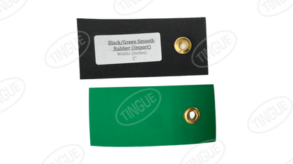 1054-BGSI200-CUT - BLACK/GREEN SMOOTH RUBBER BELT - IMPORT C/L - 2" WIDE CUT BELT X CUSTOM LENGTH