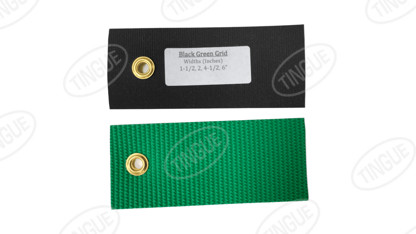 shop.tingue.com 02.51T BLACK/GREEN GRID BELTING 2" WIDE (REPLACE KANNEGIESSER BLK-WHT GRID)