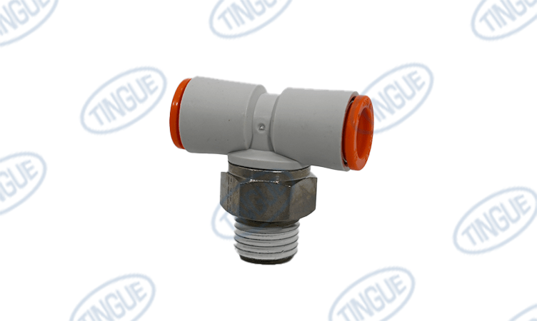 shop.tingue.com T-11 TEE 1/4"NPT X 3/8"OD X 3/8"OD MALE BRANCH