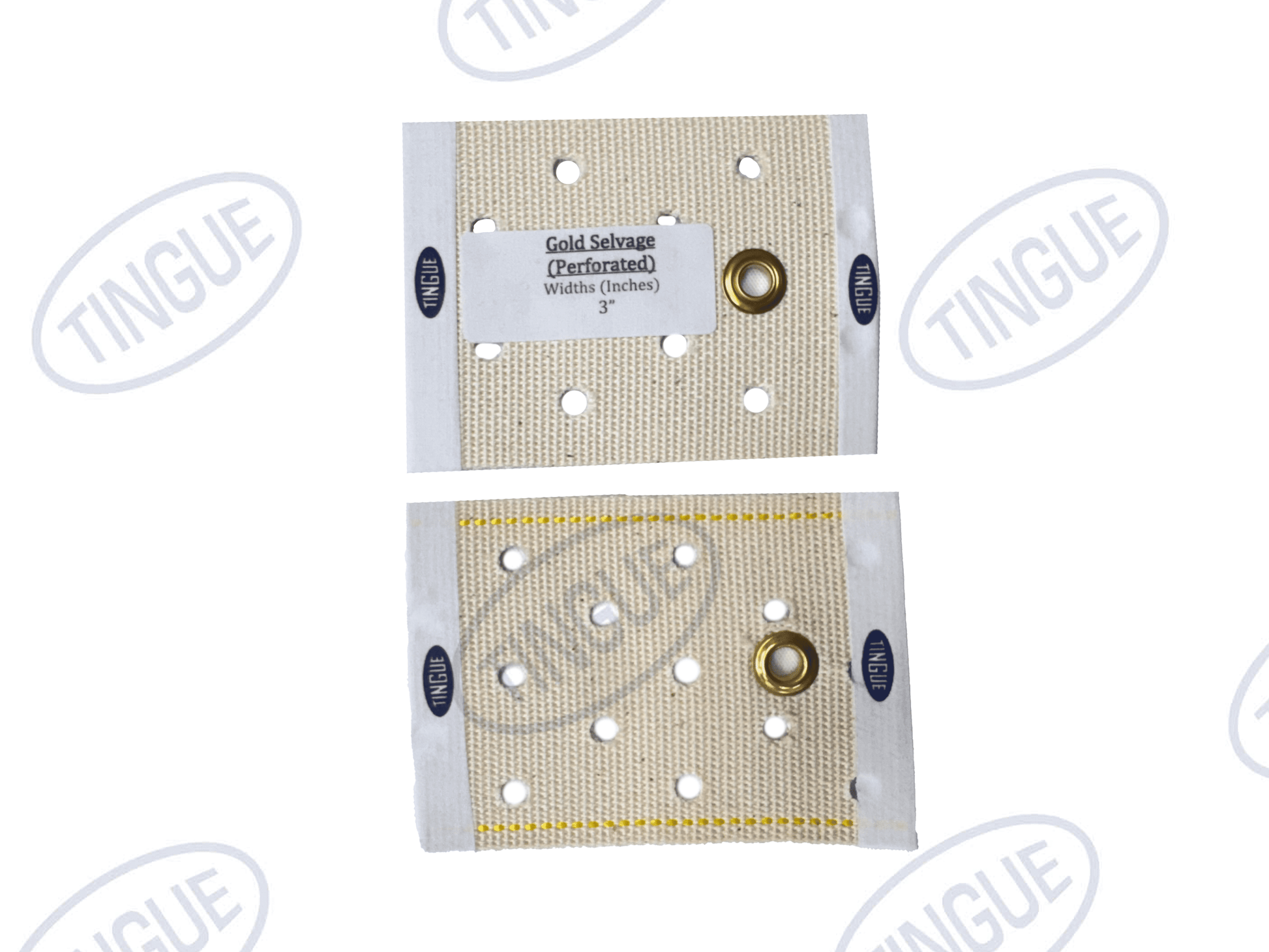shop.tingue.com 02.01T GOLD SELVAGE PERFORATED BELT C/L - 3" WIDE X 95" LONG (1001-763)