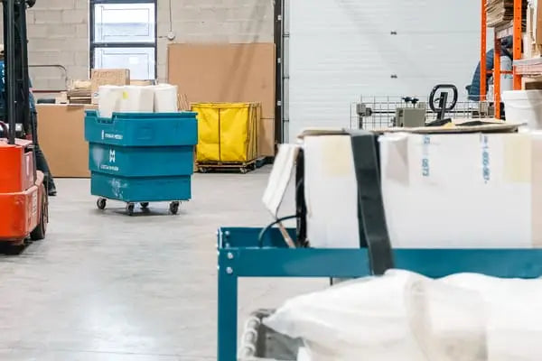Laundry trux on a plant floor